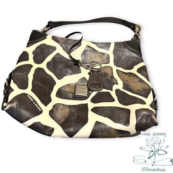 Dooney and Bourke Giraffe Pattern Coated Canvas Hobo Purse - Picture 6 of 12